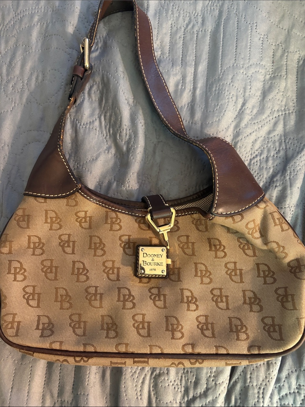 Dooney & Bourke Tan and Brown Logo Shoulder Bag